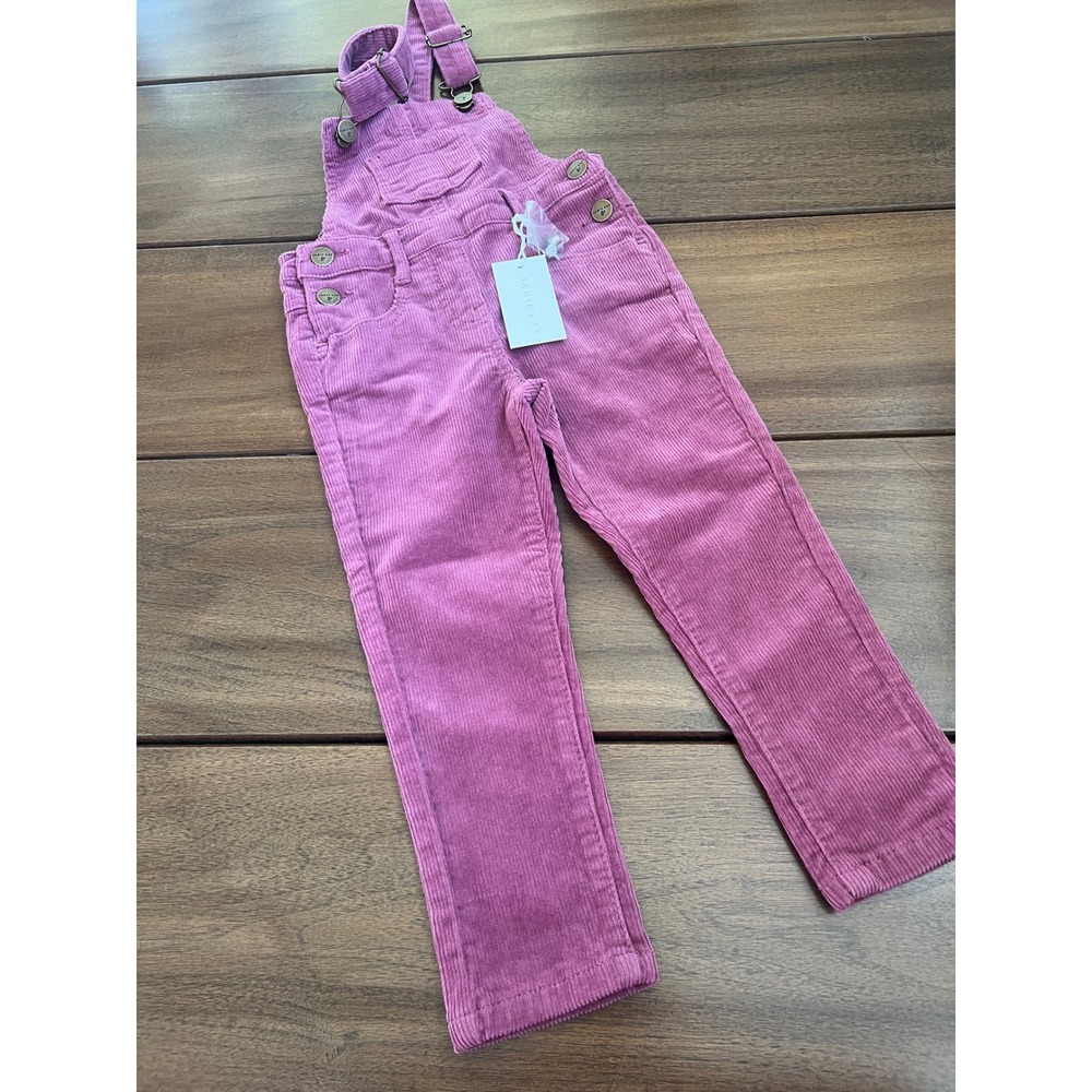 Jamie Kay Jordie Cord Overalls Berry Pink Corduroy Kids Size 3Y NWT